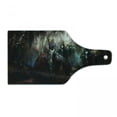 thumbnail image 1 of Fantasy World Cutting Board, Cybernetics Deep in Forest Futuristic Artificial Evil Fighters Theme, Decorative Tempered Glass Cutting and Serving Board, Wine Bottle Shape, Blue Red, by Ambesonne, 1 of 1