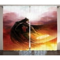 thumbnail image 1 of Ambesonne Fantasy Curtains 2 Panel Set, Superhero Theme Magic, 108" x 84", Yellow and Red, 1 of 3