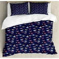 thumbnail image 1 of Fantasy World Duvet Cover Set, Orient Bird with Stars and Clouds at Nighttime, Decorative 3 Piece Bedding Set with 2 Pillow Shams, King Size, Multicolor, by Ambesonne, 1 of 3