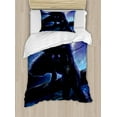 thumbnail image 1 of Fantasy World Duvet Cover Set Twin Size, Surreal Werewolf with Electric Eyes in Full Moon Transformation Folkloric, Decorative 2 Piece Bedding Set with 1 Pillow Sham, Purple Blue, by Ambesonne, 1 of 3
