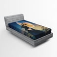thumbnail image 1 of Fantasy World Fitted Sheet, Dead Queen in Castle Zombies in Cemetery Love Affair Bridal Halloween Theme, Soft Decorative Fabric Bedding, Twin Size, Blue Yellow, by Ambesonne, 1 of 2