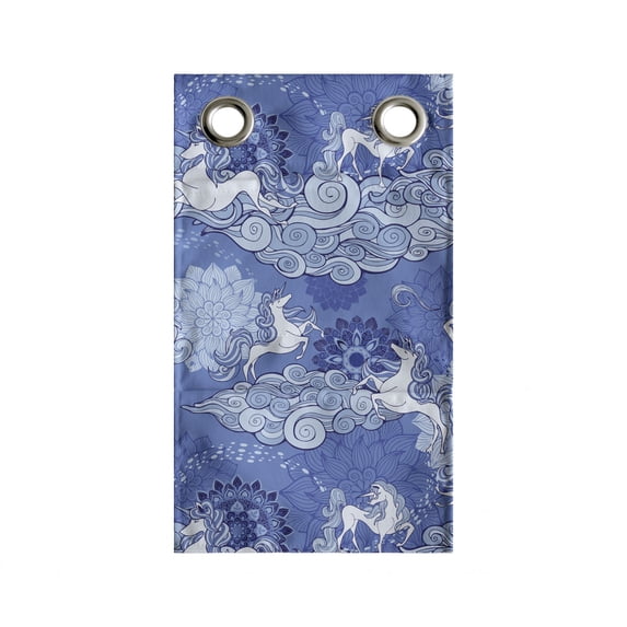 Fantasy World Hanging Pocket Organizer, Unicorns Fantasy World Cloud Silhouettes Floral Ornaments Pattern, Printed Polyester Storage Bag with Pockets, 9" x 16", Ceil Blue Pale Blue