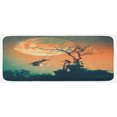 thumbnail image 1 of Fantasy World Kitchen Mat, Spooky Night Zombie Bride and Groom Lady on Swing Under Starry Sky Full Moon, Plush Decorative Kitchen Mat with Non Slip Backing, 47" X 19", Orange Teal, by Ambesonne, 1 of 1