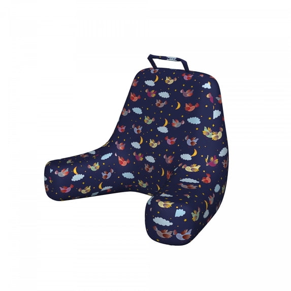 Fantasy World Reading Pillow Cover, Orient Bird with Stars and Clouds at Nighttime, Unstuffed Printed Bed Rest Case from Soft Fabric, XL Size, Multicolor, by Ambesonne