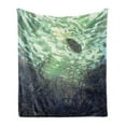 thumbnail image 1 of Fantasy World Soft Flannel Fleece Blanket, Underwater World with Tree Branches Stones Waves and Reflection of Sun Digital Art, Cozy Plush for Indoor and Outdoor Use, 60" x 80", Green, by Ambesonne, 1 of 6