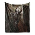 thumbnail image 1 of Fantasy World Soft Flannel Fleece Throw Blanket, Armored Evil Monster in Apocalyptic Imaginary Knight Character Print, Cozy Plush for Indoor and Outdoor Use, 50" x 70", Red Grey, by Ambesonne, 1 of 6