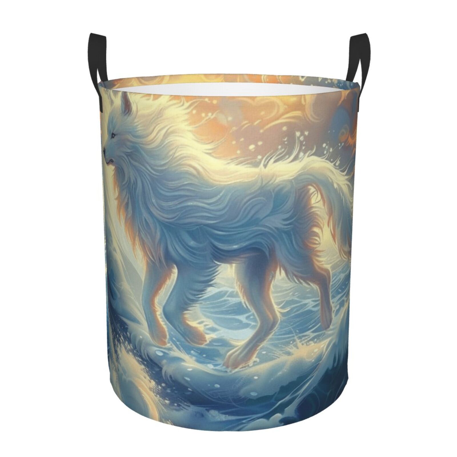 Fantasy animal closeup Circular laundry basket, dirty clothes basket