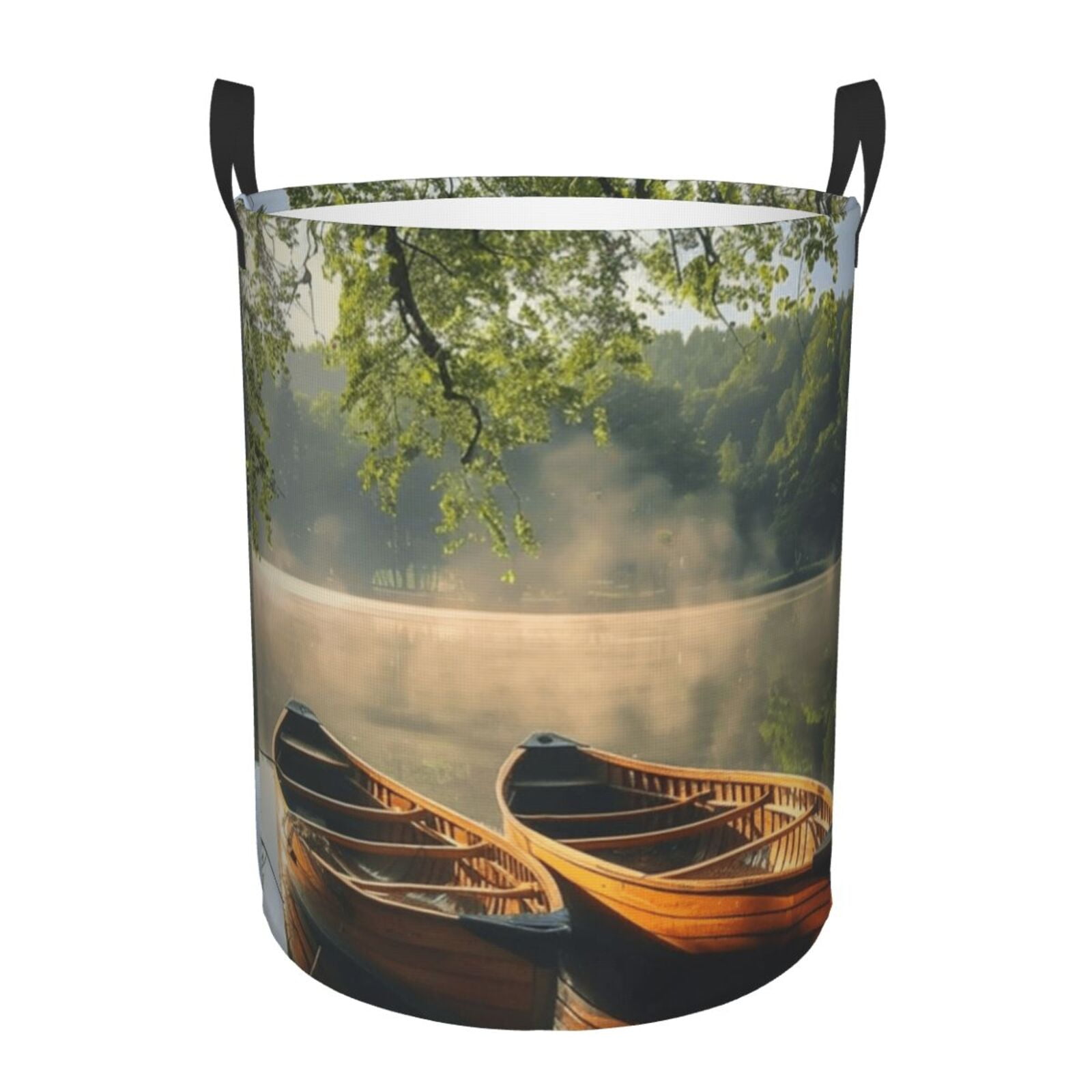 Fantasy scene Circular laundry basket, dirty clothes basket with handle