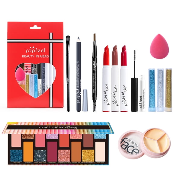 FantasyDay All-in-one Makeup Set Holiday Gift Surprise | Full Makeup Kit for Women Essential Starter Bundle Include Eyeshadow Palette Lipstick Blush Concealer Face Powder Eyeliner Mascara Soft Brush