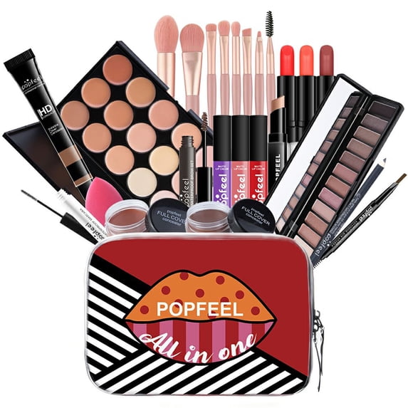 FantasyDay All-in-one Makeup Set Holiday Gift Surprise | Full Makeup Kit for Women Essential Starter Bundle Include Eyeshadow Palette Lipstick Blush Concealer Face Powder Eyeliner Mascara Soft Brush