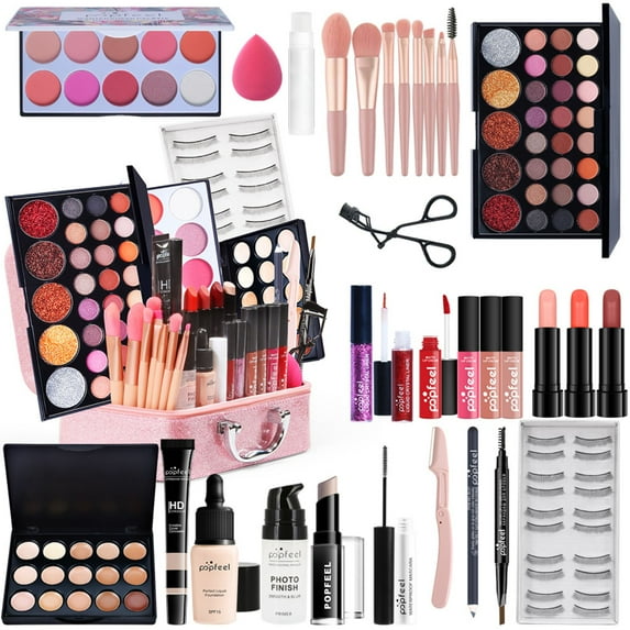 FantasyDay All-in-one Makeup Set Holiday Gift Surprise | Full Makeup Kit for Women Essential Starter Bundle Include Eyeshadow Palette Lipstick Blush Concealer Face Powder Eyeliner Mascara Soft Brush