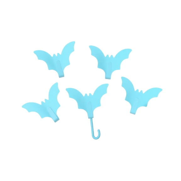 FantasyFrolic Summerween Adhesive Hooks No Drill Wall Hangers for Bathroom Kitchen Entryway Wardrobe Storage Light Blue Bat Shape Light Blue