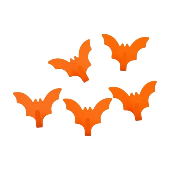 FantasyFrolic Summerween Bat Shaped Adhesive Wall Hooks No Drill Traceless Hanger for Bathroom Kitchen Entryway Wardrobe Storage Orange Yellow 5Pcs Saffron
