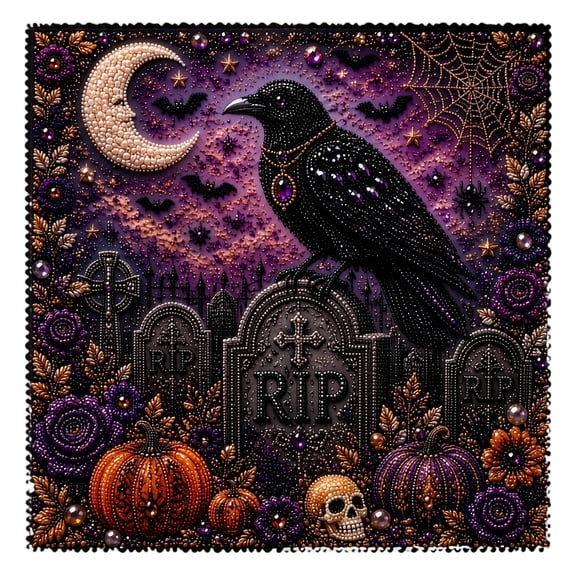 FantasyFrolic Summerween Halloween Pearl Painting DIY Kit, 3D Diamond Art Craft with Raven Witch Pumpkin Design, Creative Home Decor Gift for Adults Teens, 1 Pearl Painting Material Pack D