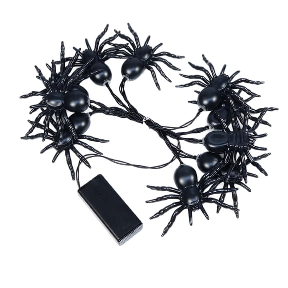 FantasyFrolic Summerween Halloween Spider String Lights Battery Operated LED Terror Atmosphere Decorative Night Light for Home Party Black A String of Lighting Fixtures Black