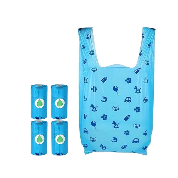 FantasyFrolic Summerween Pet Waste Bags for Dogs, Creative Cartoon Poop Bags Small Roll, Leakproof Disposable Garbage Sacks for Walking, 60 Count Blue