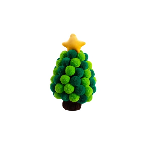 FantasyFrolic Summerween Small Artificial Christmas Tree with Red Pom Poms, Mini Tabletop Decoration for Desk Home Holiday Ornament B