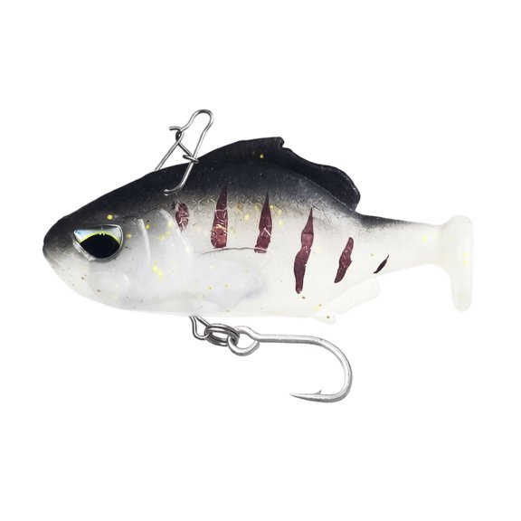 FantasyFrolic Summerween; T-Tail Flat Fish Soft Plastic Fishing Lure, Weighted Wire-Through Design, Biomimetic VIB Swimbait for Bass Trout, Gray Gray