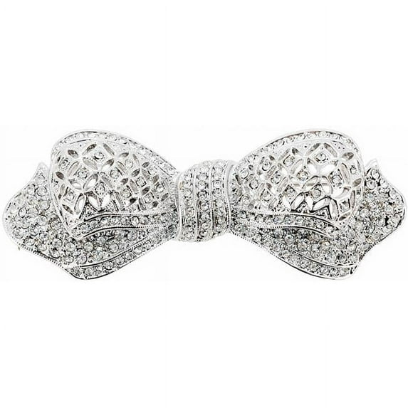 Fantasyard Silver Chrome Bow Knot Crystal Pin Brooch