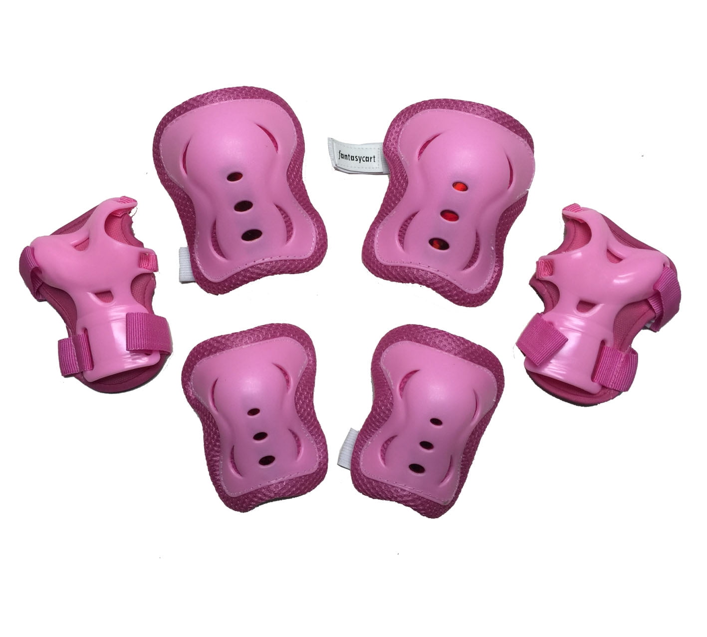 Fantasycart's Youth Cycling Roller Skating Knee Elbow Wrist Protective Pink Pads- Suitable for Skateboard, Biking, Mini Bike Riding and Others in Pink