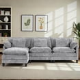 thumbnail image 1 of Fantasylab 111" 3-Seat Sectional Sofa,Modular Sleeper Couch with Ottoman,Comfy Upholstered Furniture for Living Room,Apartment,Office,Light Grey, 1 of 6