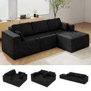 Fantasylab Cloud Boneless Modular Sectional Sofa for Living Room, L Shaped Corduroy Cloud Couch, Memory Foam Cushion, No Assembly Required, Black