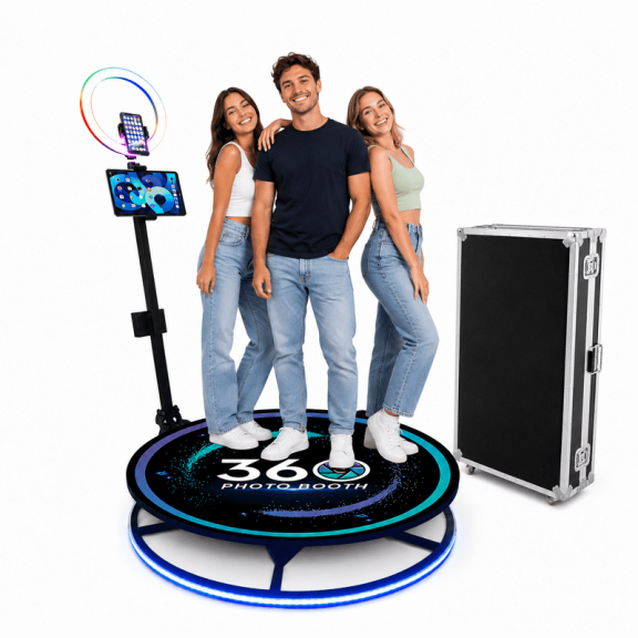 Fantasyview 80cm 360 Photo Booth Machine with RGB Ring Light and Flight Case