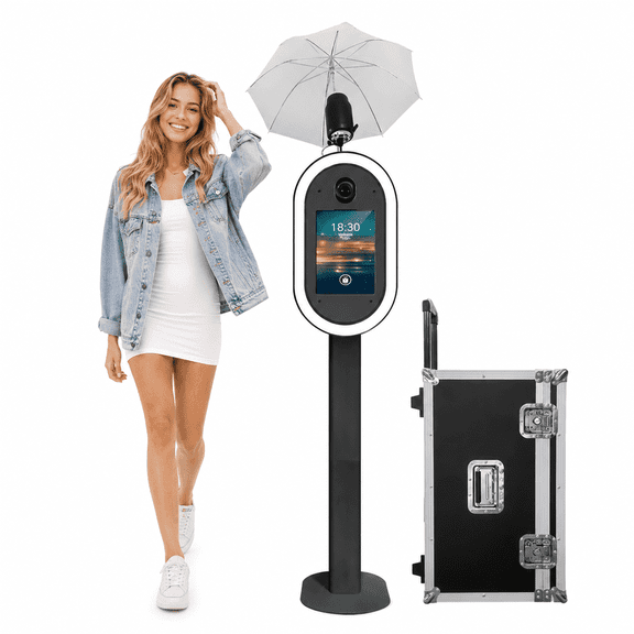 Fantasyview DSLR iPad Photo Booth with Flight Case & Studio Umbrella for Weddings and Events