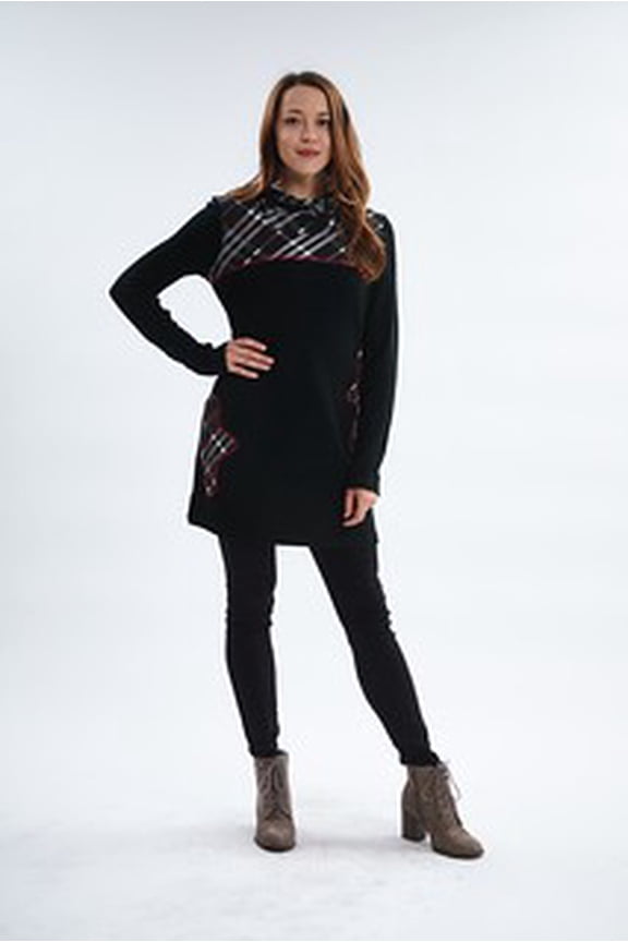 Women's Plaid Asymmetrical Cowl Neck Tunic Tops & Sweatshirt, Women's