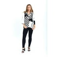 thumbnail image 1 of Fantazia Aparell Womens Black & White Geometric, Button Down , 3/4 Sleeves Blouse,Tunic,Tops., 1 of 2