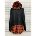 thumbnail image 1 of Fantazia Apparel Womens Hooded Sweatshirt, Pullover Plaid Hem, 1 of 1