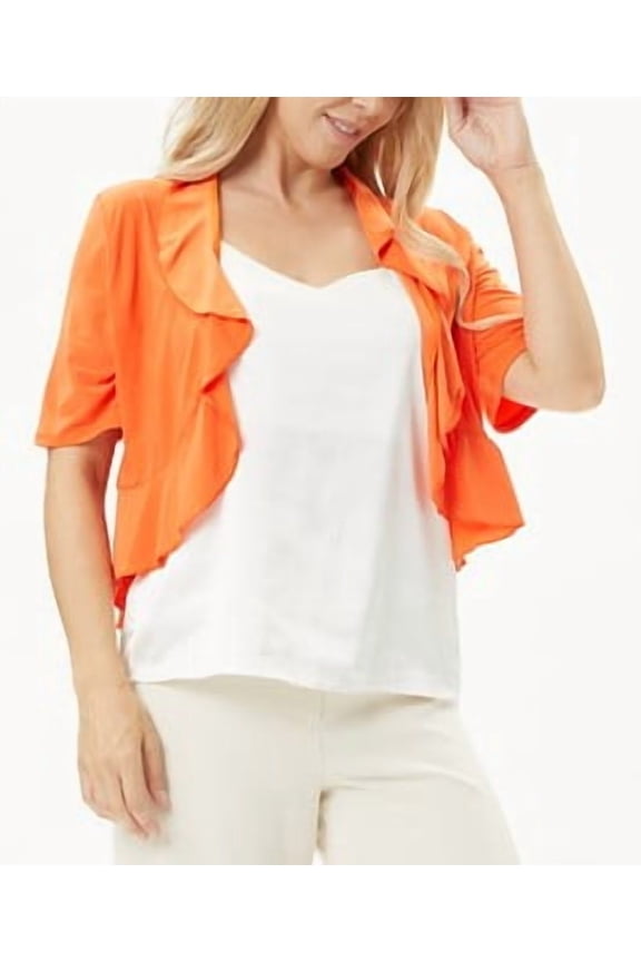 Women's Shrug Cardigan Bolero Shrug Ruffle Short Sleeve Open Front Loose Sheer Jackets for Tops or Evening Dressy