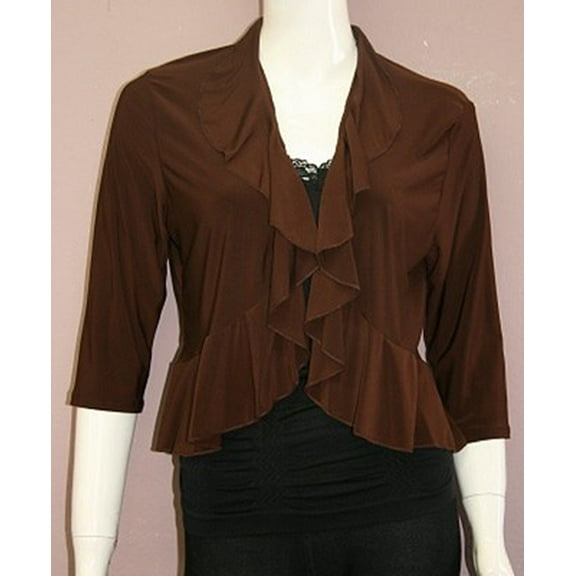 Fantazia Women's Shrug Cardigan Bolero Shrug Ruffle Short Sleeve Open Front Loose Sheer Jackets for Tops or Evening Dressy