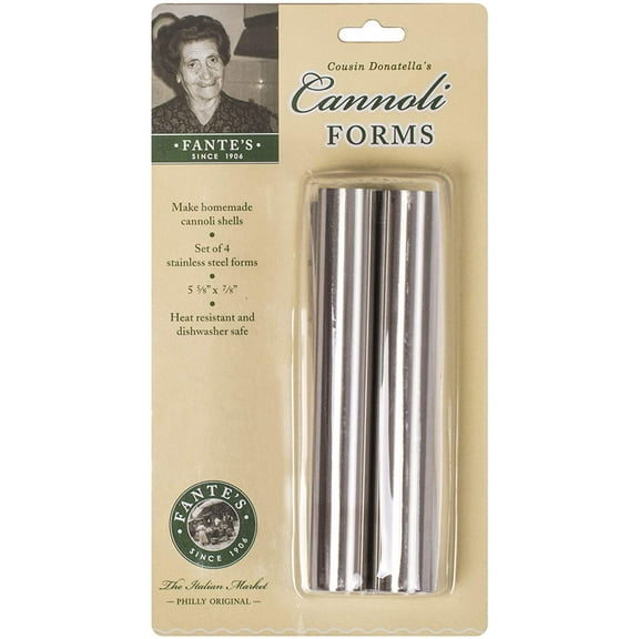 Fantes Cannoli Maker Forms, Stainless Steel, Set of 4, The Italian Market Original since 1906