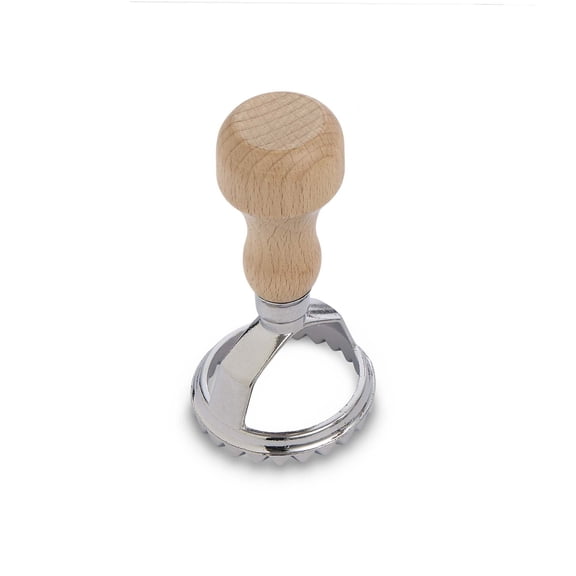 Fante’s Ravioli Maker Stamp With Wooden Handle, Fluted Round Shape, For Homemade Pasta, Cookies, Everyday Meals, And Holidays, 2-Inch