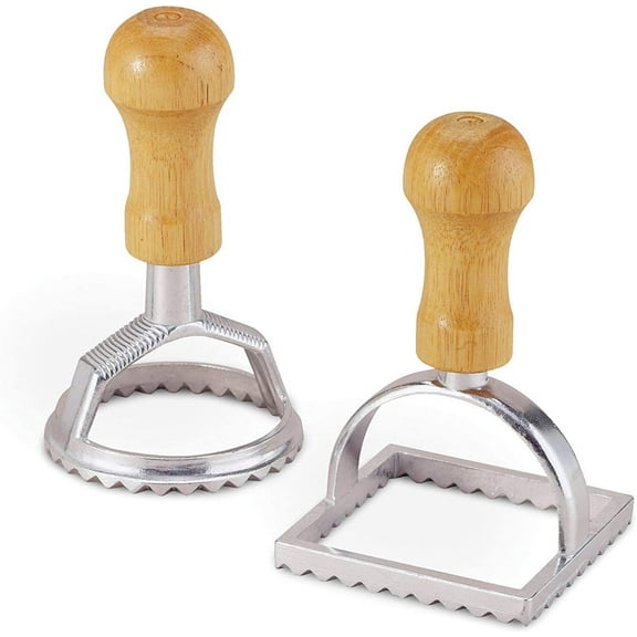 Fantes Ravioli Maker Stamp Sets with Wooden Handle and Fluted Edge, The Italian Market Original since 1906