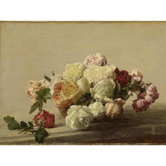 Fantin Latour Bowl Of Roses On A Marble Table Painting Extra Large XL Wall Art Poster Print