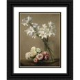 thumbnail image 1 of Fantin-Latour, Henri 12x14 Black Ornate Wood Framed with Double Matting Museum Art Print Titled - Lilies in a Vase, 1 of 4