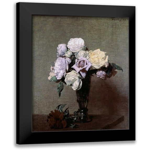 Fantin-Latour, Henri 15x17 Black Modern Framed Museum Art Print Titled - Vase of Flowers