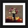 thumbnail image 1 of Fantin-Latour, Henri 20x20 Black Ornate Wood Framed with Double Matting Museum Art Print Titled - Asters and Fruit on a Table, 1 of 4