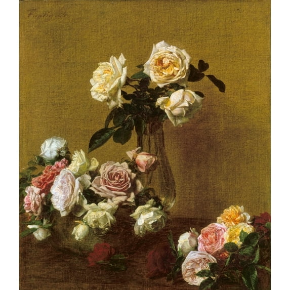 Fantin-Latour: Roses, 1884. /Noil On Canvas By Henri Fantin-Latour, 1884. Poster Print by (18 x 24)