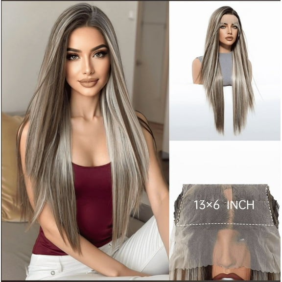 Fantly13*6 black lace wig for women, full-head cover, freely divisible seam, breathable mesh, fully hand-woven