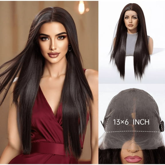 Fantly13*6 black lace wig for women, full-head cover, freely divisible seam, breathable mesh, fully hand-woven