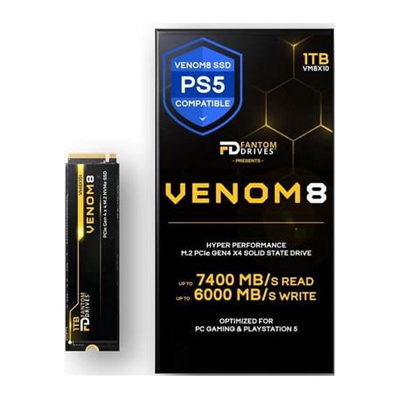 Fantom Drives VENOM8 VM8X10 1 TB Solid State Drive, M.2 2280 Internal, PCI Express NVMe (PCI Express NVMe 4.0 x4)