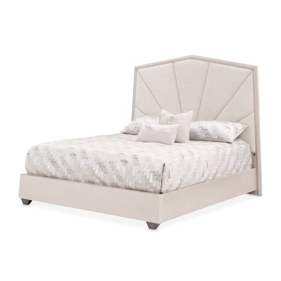 Fantosini King Chenille Panel Bed - Cappuccino/Silver Mist