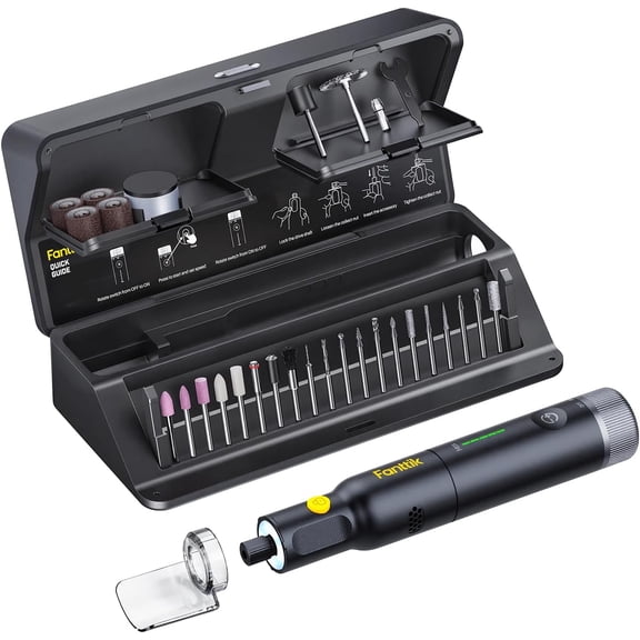 Fanttik F2 Pro Kit Cordless Rotary Tool Kit, Strong Motor, 5 Variable Speed, 25000 RPM, 44 Accessories, for 3D Printed Sanding, Polishing, Drilling, Carving, Cutting DIY Crafts in Flip-Top Case