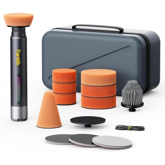 Fanttik P10 Pro Mini Car Buffer Polisher, 4000mAh Cordless Rotary Car Polisher Waxer, 2 Inch/3 Inch, 3 Variable Speed 300-950 RPM Car Detailing Kit for Polishing, Sanding, Waxing and Cleaning