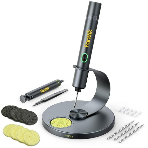 Fanttik Soldering Iron Kit, Cordless Soldering Iron, 7 Seconds Fast Heating(390F-840), Auto Sleep, 4 Precision Soldering Tips(C210), 360 Swivel Stand, Soldering Iron for Precision Repair