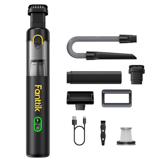 Fanttik V8 Mate Cordless Car Vacuum, Portable Mini Vacuum with 13000pa Suction Power, 2 Suction Modes, Type-C Charge, Handheld Vacuum for Car, Small Tasks, Keyboards, Office Desk (Black)
