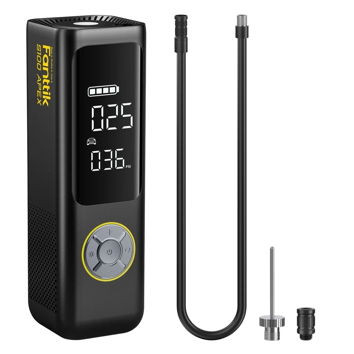 Fanttik S100 APEX Powerful Portable Air Pump and Tire Inflator and Power Bank Black